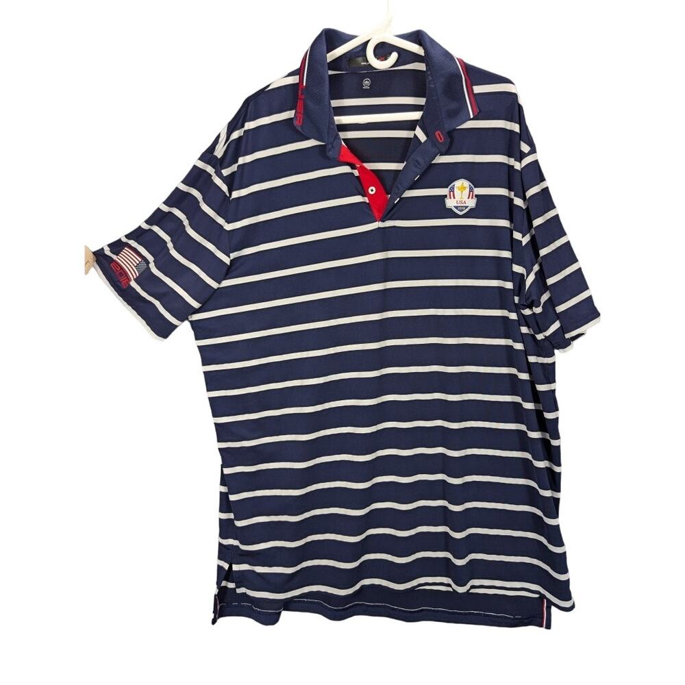 RLX Ralph Lauren Shirt Mens XXL Polo Golf USA Flag 2018 Red White Blue Preppy